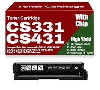 Cartucce di toner compatibili CS331 CS431 nero giallo magenta ciano, sostituzione per Lexmark CS331 CS331DW CX331 CX331ADWE CS431 CS431DW CX431 CX431ADW,Black-CS331