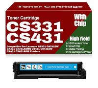 Cartucce di toner compatibili CS331 CS431 nero giallo magenta ciano, sostituzione per Lexmark CS331 CS331DW CX331 CX331ADWE CS431 CS431DW CX431 CX431ADW,Cyan-CS331