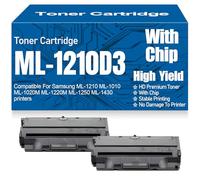 Cartucce di toner compatibili ML-1210D3 con chip nero Alta capacità Alta capacità per Samsung ML-1210 ML-1010 ML-1020M ML-1220M ML-1250 ML-1430 stampanti,ML 1210D3 -2PC