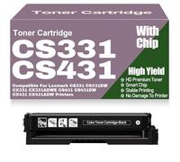 Cartucce di toner CX331 CX431 CS331 CS431 con chip 20N20C0 20N20K0 20N20M0 20N20Y0 compatibili per Lexmark CS331 CS331DW CX331 CX331ADWE CS431 CS431DW CX431 CX431ADW,Black-CS331