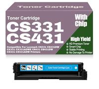 Cartucce di toner CX331 CX431 CS331 CS431 con chip 20N20C0 20N20K0 20N20M0 20N20Y0 compatibili per Lexmark CS331 CS331DW CX331 CX331ADWE CS431 CS431DW CX431 CX431ADW,Cyan-CS331