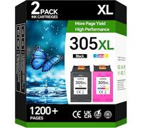 Cartucce d'inchiostro 305XL nero e a colori (confezione da 2) compatibili per HP 305XL, inchiostro per stampante HP305, ad alta resa, per DeskJet 2810e, 2800e, 2820e, Envy 6000, 6020, DeskJet Plus