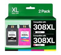Cartucce d'inchiostro 308e, colore nero e nero, compatibili con stampanti HP 308e 308 per stampanti HP Envy 6120 6520 6110e 6120e 6122e 6130e DeskJet 2910 2920 4310 4320 4320 4322 (1 nero, 1 tricolore