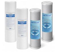 CARTUCCE FILTRO FILTRAZIONE ACQUA KIT 4X FILTRI 10" SEDIMENTI PP + CARBONI CTO