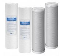 CARTUCCE FILTRO FILTRAZIONE ACQUA KIT 4X FILTRI 10" SEDIMENTI PP + CARBONI CTO
