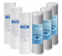 CARTUCCE FILTRO FILTRAZIONE ACQUA KIT FILTRI 10" SEDIMENTI PP + CARBONI CTO RICAMBIO SOSTITUZIONE IMPIANTO IDRICO OSMOSI DOMESTICO FILTRAGGIO UNIVERSALE (6)