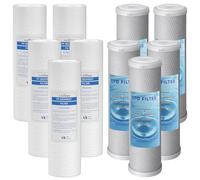 CARTUCCE FILTRO FILTRAZIONE ACQUA KIT FILTRI 10" SEDIMENTI PP + CARBONI CTO RICAMBIO SOSTITUZIONE IMPIANTO IDRICO OSMOSI DOMESTICO FILTRAGGIO UNIVERSALE (10)