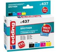 cartucce per stampante edding EDD-437 nero ciano magenta giallo compatibili con Brother LC-985BK/C/M/Y set di 4