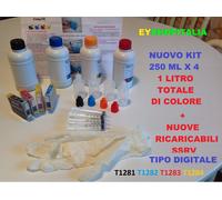 CARTUCCE T1281-1284 RICARICABILI PIENE + 1 LITRO INCHIOSTRO PER STAMPANTE SX230