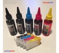 CARTUCCE RICARICABILI ORIGINALI INK CHIP COMPATIBILE WF-7620DTWF + 500ML COLORI