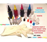 CARTUCCE RICARICABILI ORIGINALI INKJET VUOTE + 400ML COLORI PER EPSON XP 442