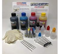 CARTUCCE RICARICABILI PER WF2010, WF2510, WF2510WF, WF2520NF, WF2520, WF2530WF, WF2540WF, WF2630, WF2630WF, WF2650, WF2650WF, WF2660, WF2660WF WORCFORCE + 1000 ML INCHIOSTRO +TANICHETTE + ACCESSORI