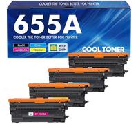 Cartucce toner 655A, confezione da 4, compatibili con HP 655A, CF450A, CF451A, CF452A, CF453A, per stampanti HP Color Enterprise M652, M653, M681, M652dn, M653dn, MFP M681z, M681f (nero, ciano,
