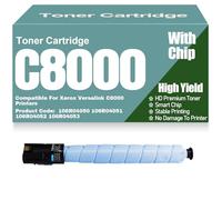 Cartucce toner a colori compatibili C8000 106R04050, 106R04051, 106R04052 e 106R04053, ad alta capacità, per Xerox Versalink C8000 Stampanti,Cyan-C8000