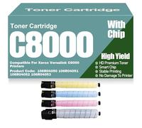 Cartucce toner a colori compatibili C8000 106R04050, 106R04051, 106R04052 e 106R04053, ad alta capacità, per Xerox Versalink C8000 Stampanti,4Pack-C8000
