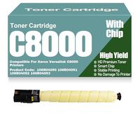 Cartucce toner a colori compatibili C8000 106R04050, 106R04051, 106R04052 e 106R04053, ad alta capacità, per Xerox Versalink C8000 Stampanti,Yellow-C8000