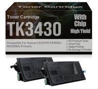 Cartucce toner ad alta capacità PA5500x MA5500ifx TK3430 Cartuccia toner nero con chip ad alta capacità Compatibile per Kyocera ECOSYS PA5500x MA5500ifx 25.000 pagine,TK3430-2PC