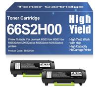 Cartucce toner ad alta capacità per stampanti Lexmark MS531dw e MS631dw Toner compatibile 66S2H00 per Lexmark MS531dw, MS631dw, MS632dwe MX532adwe, MX632adwe Stampanti con chip,66S2H00-2PC