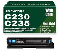 Cartucce toner C230 per Xerox, 006R04383 006R04384 006R04385 006R04386 compatibili per Xerox C235 C230 Stampanti con chip ad alta resa,Cyan-C230