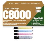 Cartucce toner C8000 Sostituzione compatibile 106R04050 106R04051 106R04052 106R04053 Nero Giallo Magenta Ciano Toner ad alta capacità per Xerox Versalink C8000 Stampanti,4Pack-C8000