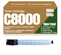Cartucce toner C8000 Sostituzione compatibile 106R04050 106R04051 106R04052 106R04053 Nero Giallo Magenta Ciano Toner ad alta capacità per Xerox Versalink C8000 Stampanti,Cyan-C8000