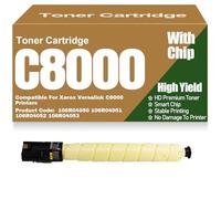 Cartucce toner C8000 Sostituzione compatibile 106R04050 106R04051 106R04052 106R04053 Nero Giallo Magenta Ciano Toner ad alta capacità per Xerox Versalink C8000 Stampanti,Yellow-C8000