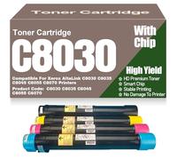 Cartucce toner C8030 C8035 C8045 C8055 C8070 Nero Giallo Magenta Ciano Toner per Xerox, Alta capacità Compatibile per Xerox C8030 C8035 C8045 C8055 C8070 Stampanti,4Pack-C8030