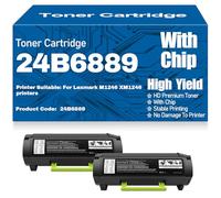 Cartucce toner compatibili 24B6889 con chip, ad alta capacità e ad alta resa, adatte per Lexmark M1246 XM1246 Stampanti,24B6889-2PC