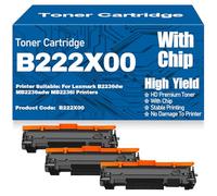 Cartucce toner compatibili B222X00 con chip, ad alta capacità e ad alta resa, adatte per Lexmark B2236dw MB2236adw MB2236i Stampanti,B222X00-3PC