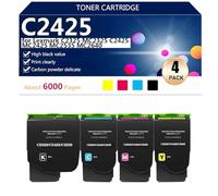 Cartucce Toner Compatibili C2425 per Lexmark C2325 MC2325 C2425 MC2425 MC2535 MC2640 Stampanti, Trasparenti e Resistenti,1 set