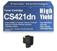 Cartucce toner compatibili CS421 CS521 Nero Ciano Giallo Magenta Toner ad alta capacità per Lexmark CS421dn CX421adn CS521dn CX522ade CS622de CX622ade CX625adhe con chip,Yellow-CS421dn
