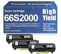 Cartucce toner compatibili per MS531dw e MS631dw 66S2000 Toner nero per Lexmark MS531dw MS631dw MS632dwe MX532adwe MX632adwe Stampanti Alta capacità con chip,66S2000-3PC