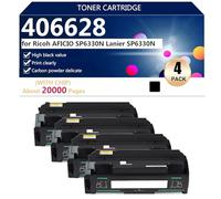 Cartucce Toner di Ricambio 406628 Compatibili per Ricoh AFICIO SP6330N e Lanier SP6330N Stampanti (con Chip),Black-4 pack