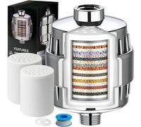 Cartucce universali per doccia a 15 stadi, riducono sostanze chimiche e cloro, acqua dura, ripristina il bilanciamento del pH e la sostituzione di tutti i sistemi doccia simili Filtro doccia a 15 fasi e 2 cartucce.