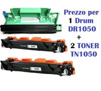 CARTUCCIA COMPATIBILE BROTHER MFC-1815 MFC1919 X 2 TONER TN1050+1 TAMBURO DR1050
