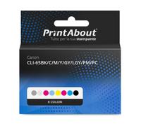 Cartuccia compatibile Canon CLI-65BK/C/M/Y/GY/LGY/PM/PC - 8 colori Multipack