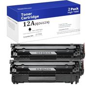 Cartuccia di toner di ricambio per HP 12A Q2612A Compatibile con stampante HP LaserJet 1010 1012 1018 1020 1022 1022N 3015 3030 3052 3055 M1005 M1319F ,Black-2 Pack