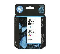 HP 305 2-Pack Tri-color/Black Original Ink Cartridge cartuccia d'inchiostro 2 pz Originale Resa standard Nero, Ciano, Magenta, Giallo