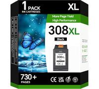 Cartuccia d'inchiostro nero 308XL ad alta resa compatibile per cartucce | Inchiostro nero 308 compatibile con stampanti HP Envy 6122e, 6532e, 6520e, 6132e, 6530e, 6120e, 6110e, 6558e, 6110e, 6130e