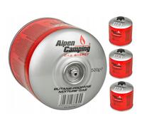 Alpen Camping IK008 3 cartucce di gas da 877 ml/500 g con cartuccia a vite propano-butano attacco da 7/16" per fornello a gas, fornello da campeggio, bruciatore a saldatura EN417 (pezzi) (4)
