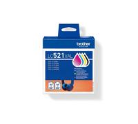CARTUCCIA ORIGINALE BROTHER LC521 LC-521 LC521VAL BK 500 Pagine CMY 500 Pagine