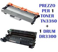 TONER TN3380 COMPATIBILE CON BROTHER HL-6100 MFC-8950 SET DA 2 PZ