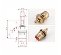 Cartuccia rubinetto Costituzione cartuccia in ottone con disco ceramico valvola del rubinetto quarto di giro G1/2" x 42.5 mm x 6 mm lunghezza scanalatura 20 denti (Red)