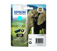 Epson 24 Serie Elefante, Cartuccia Originale Getto d'Inchiostro Claria Photo HD, Formato XL, Ciano