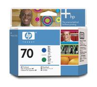 HP 70 C9408A, Testina di Stampa Originale da 100 Pagine, Compatibile con Stampanti DesignJet Z2100, Z3100, Z3200 e Z5200, Blu e Verde