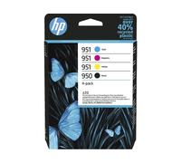 HP 950/951, Nero, Ciano, Giallo e Magenta, 6ZC65AE, Confezione da 4 Cartucce Originali, Compatibili con Stampanti OfficeJet serie 8100, 8600, 251dw e 276dw