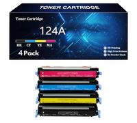 Cartuccia Toner 124A Q6000A Q6001A Q6002A Q6003A di Ricambio per HP LaserJet 2600n 2605d 2605dn 2605dn 2605dtn CM1015 CM1015mfp CM1017mfp CM1017 2600n Stampante,4 Color-4 Pack