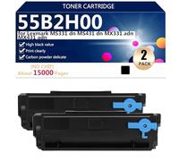 Cartuccia Toner ad alta Capacità Compatibile 55B2H00 per Lexmark MS331 dn MS431 dn MX331 adn MX431 adn Stampante, Stampa Fluida,2*Black