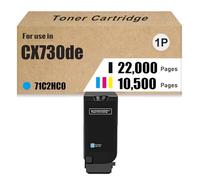 Cartuccia Toner Ad Alta Capacità CX730de 71C2HK0 71C2HC0 71C2HM0 71C2HY0 Compatibile Con Stampanti Lexmark CS730de CS735de CX730de CX735adse CX737adzse, 10500-22000 Pagine,Cyan-1 Set