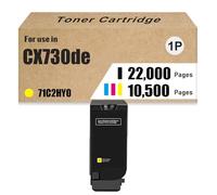 Cartuccia Toner Ad Alta Capacità CX730de 71C2HK0 71C2HC0 71C2HM0 71C2HY0 Compatibile Con Stampanti Lexmark CS730de CS735de CX730de CX735adse CX737adzse, 10500-22000 Pagine,Yellow-1 Set